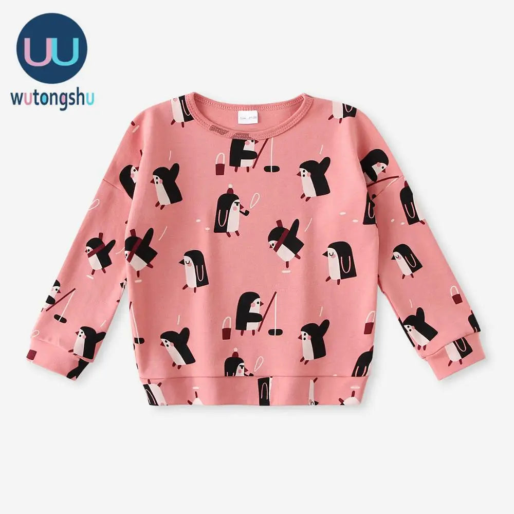 Fashion Kids Tshirts One Piece Organic Cotton Autumn Boys Girls Animal Print Sweatshirts Winter Baby Child Outwear Clothes Tops