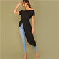 Black Off Shoulder Twist Front Asymmetrical Hem Bardot Top